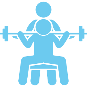Icon of person lifting weights with spotter.